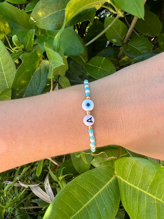 Initial Bracelet - White and Blue