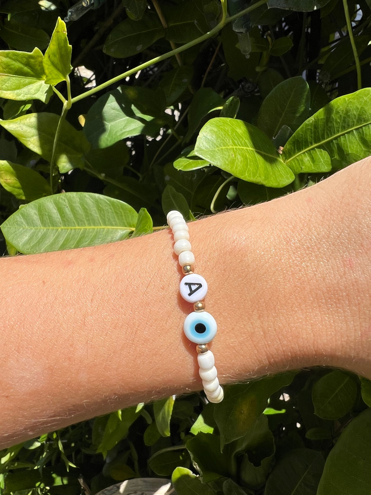 Initial Bracelet - White Pearls