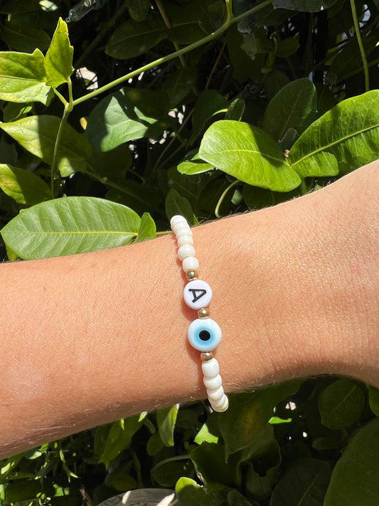 Initial Bracelet - White Pearls