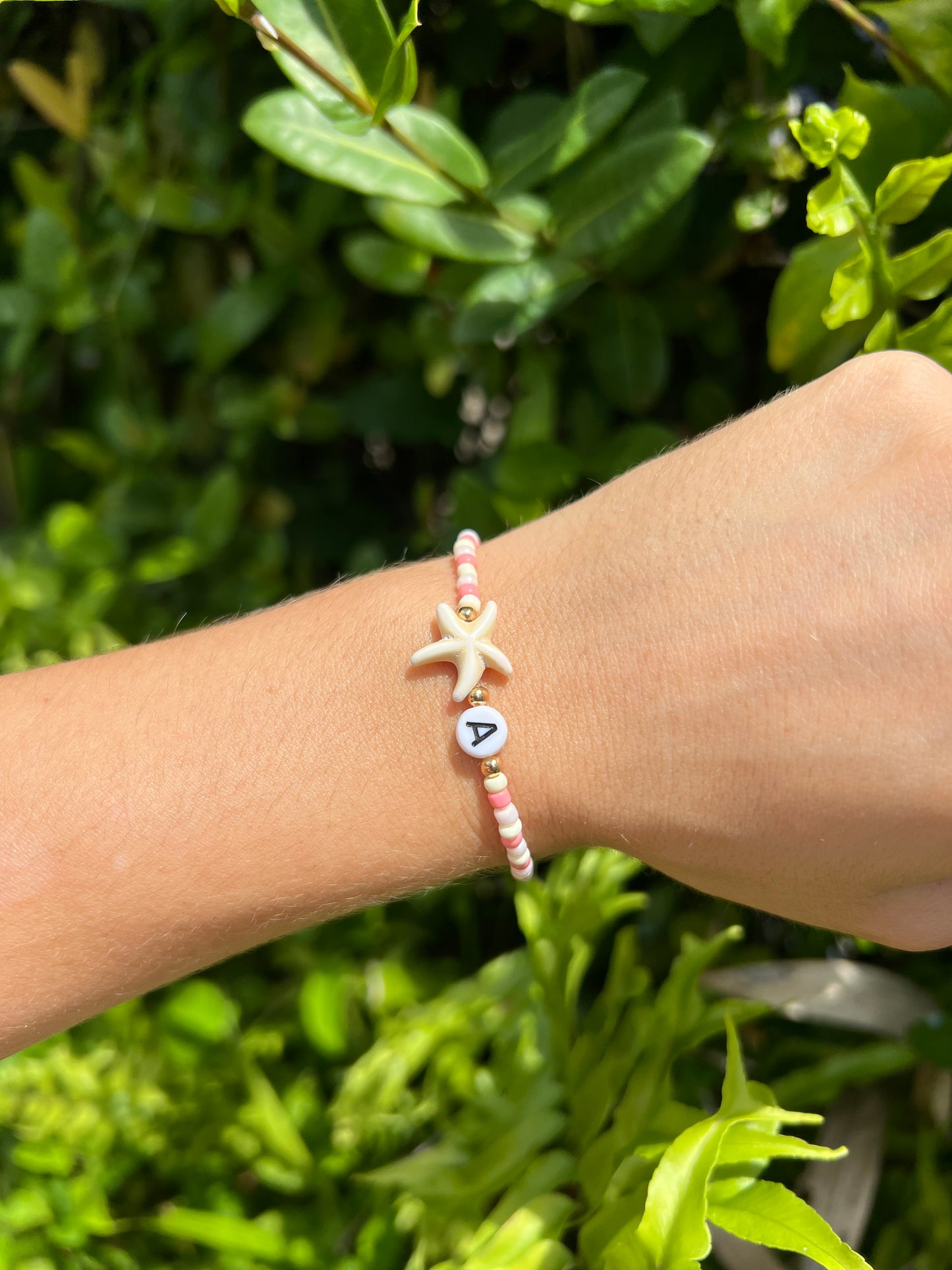 Initial Bracelet - Starfish Pink