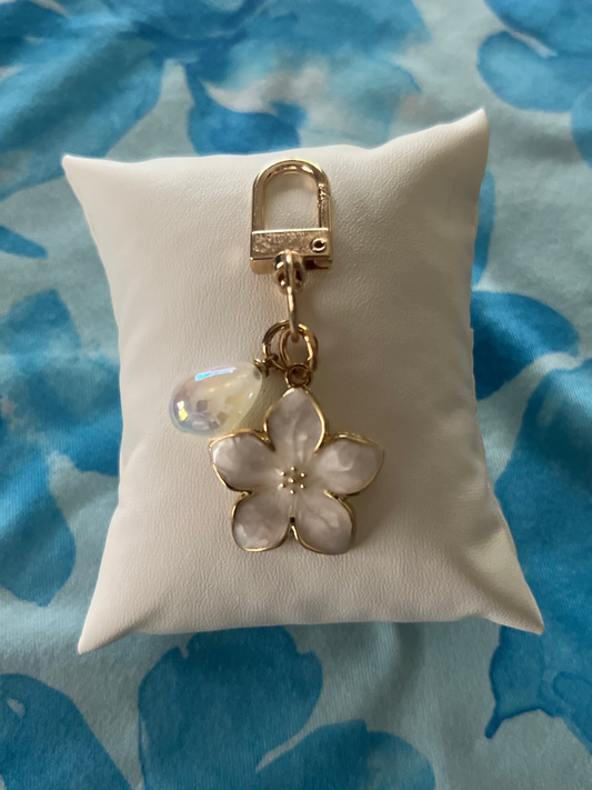 Flower And Pearl Bag Charm