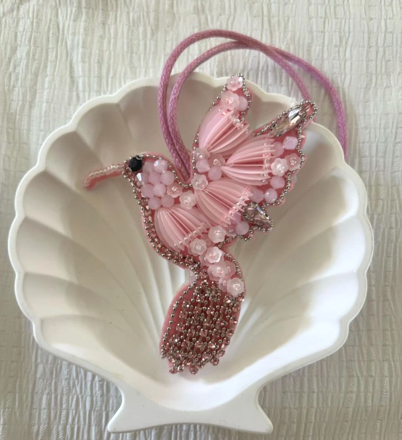 Hummingbird Pink Bag Charm