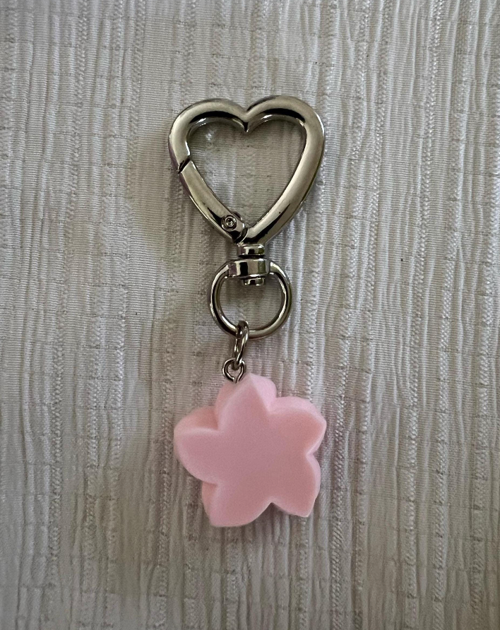 Pink Heart Flower Bag Charm