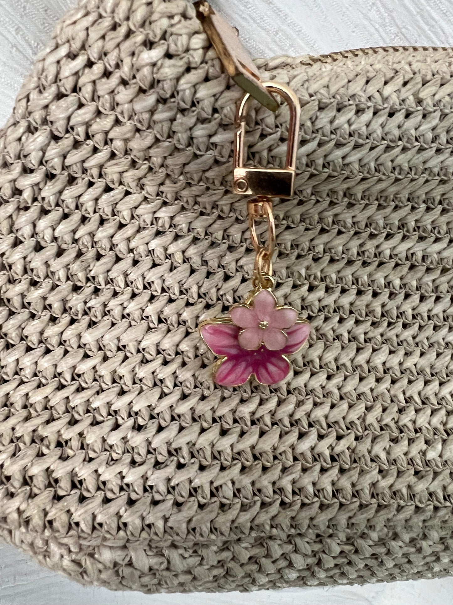 Dark Pink Flower Bag Charm