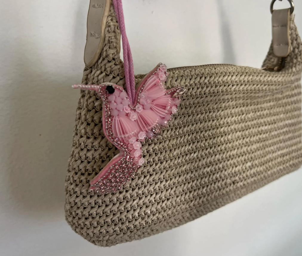 Hummingbird Pink Bag Charm