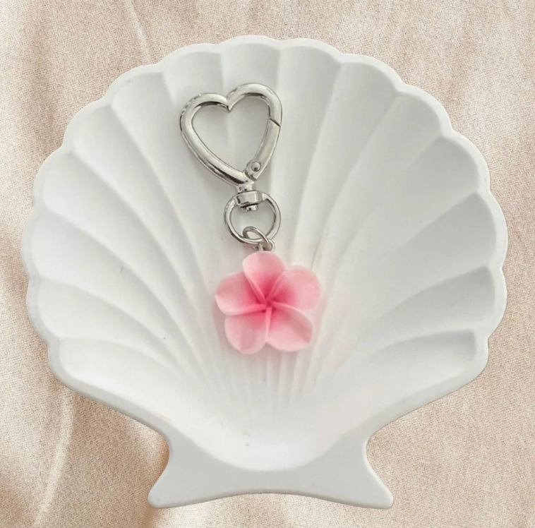 Pink Heart Flower Bag Charm